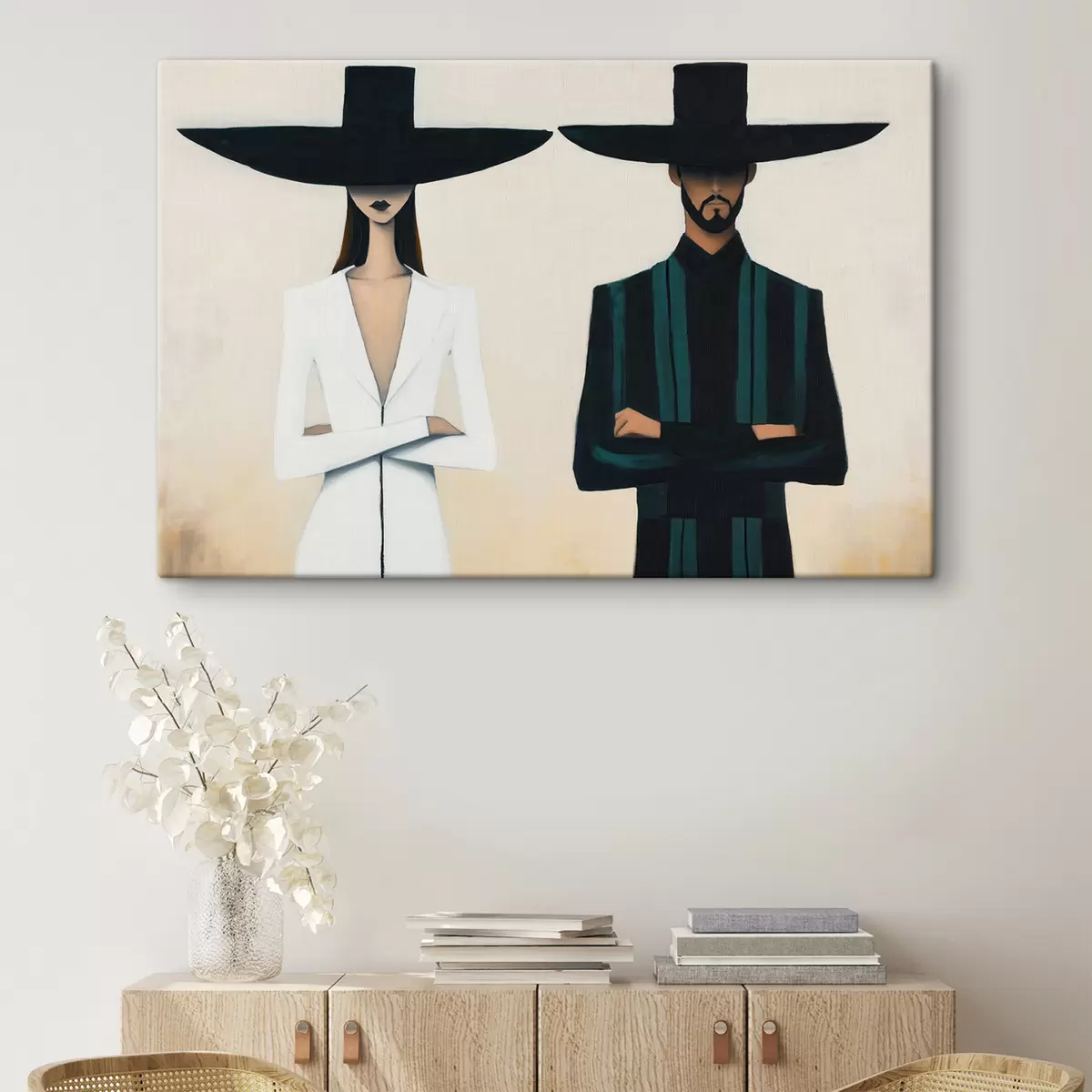 Quadro Coppia con cappelli a tesa larga nr. s51003