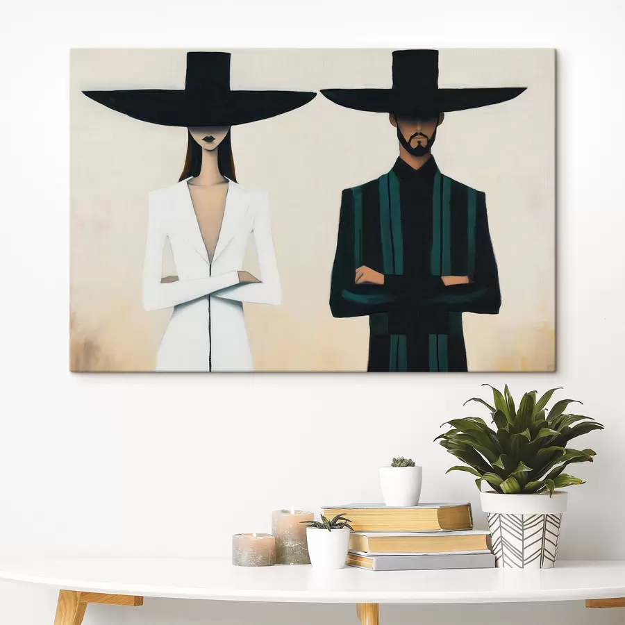 Quadro Coppia con cappelli a tesa larga nr. s51003