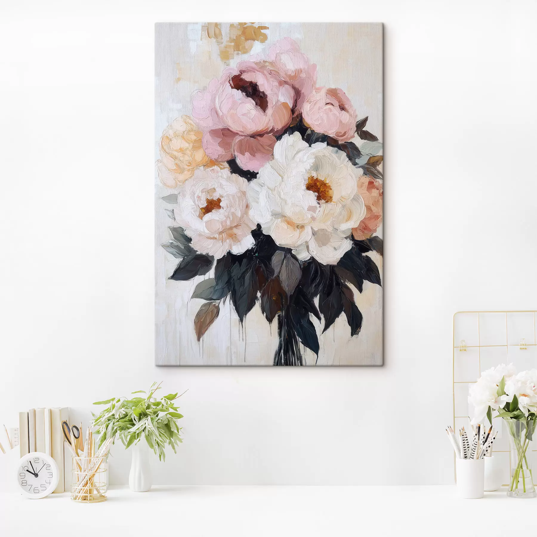 Quadro Mazzo di peonie rosa e bianche nr. s51008