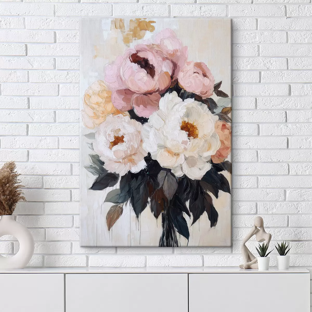 Quadro Mazzo di peonie rosa e bianche nr. s51008