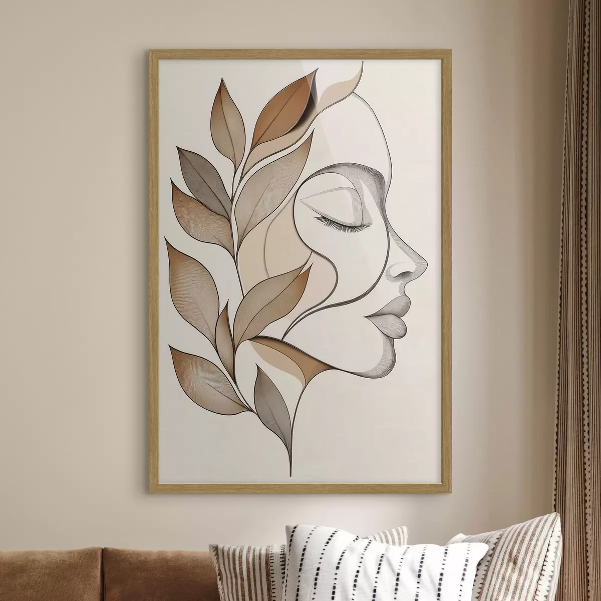 Poster Profilo di una donna con delle foglie f50997
