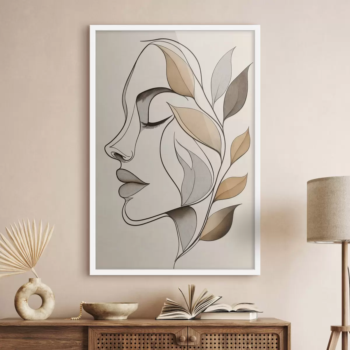 Poster Profilo di una donna con delle foglie f50998