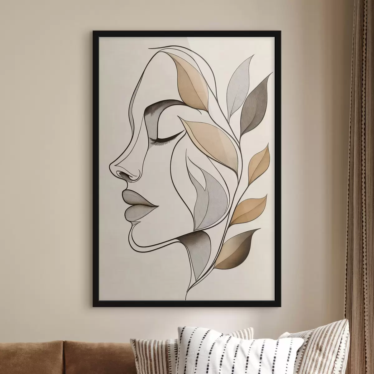Poster Profilo di una donna con delle foglie f50998