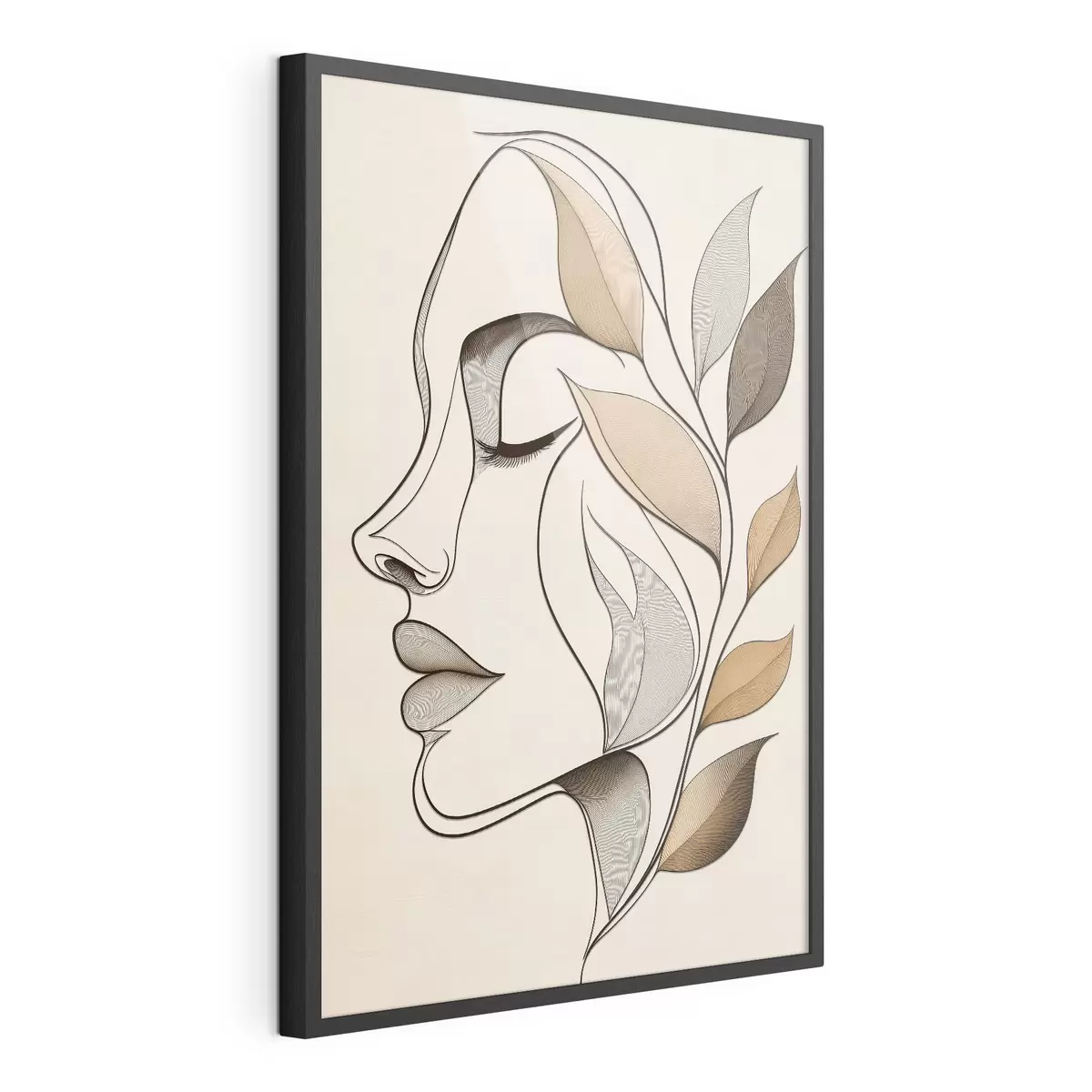 Poster Profilo di una donna con delle foglie f50998
