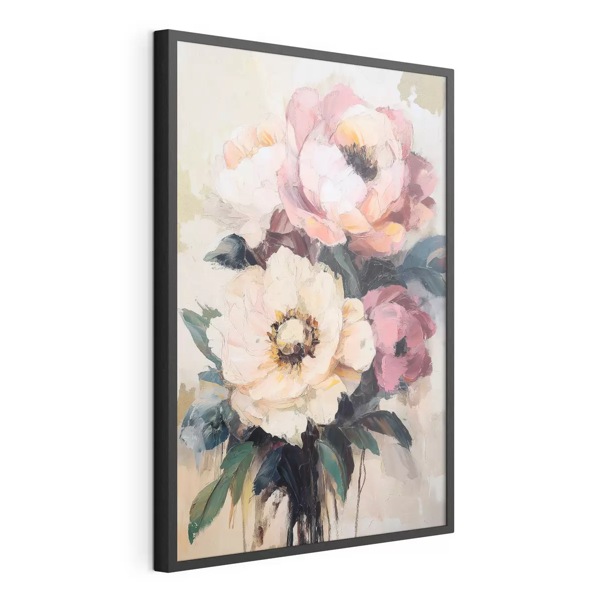 Poster Peonie rosa e color crema f51007
