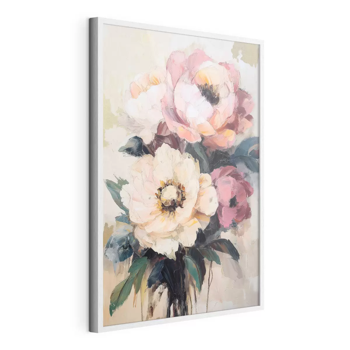 Poster Peonie rosa e color crema f51007