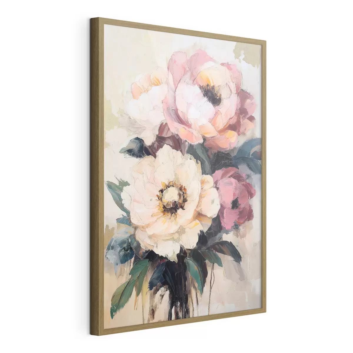 Poster Peonie rosa e color crema f51007