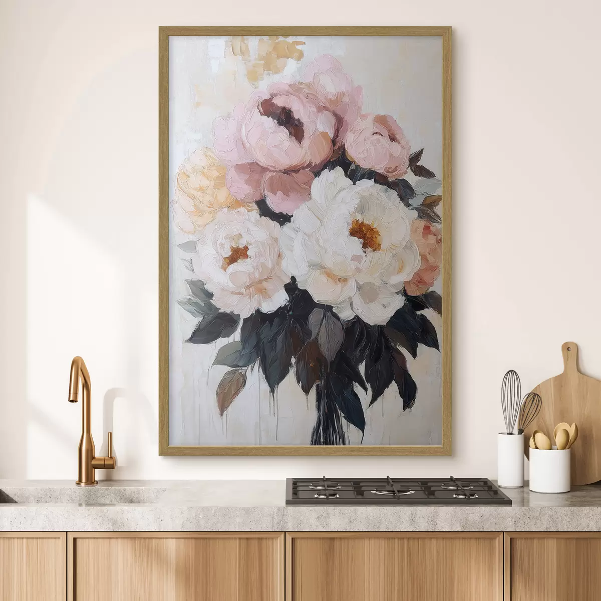 Poster Mazzo di peonie rosa e bianche f51008