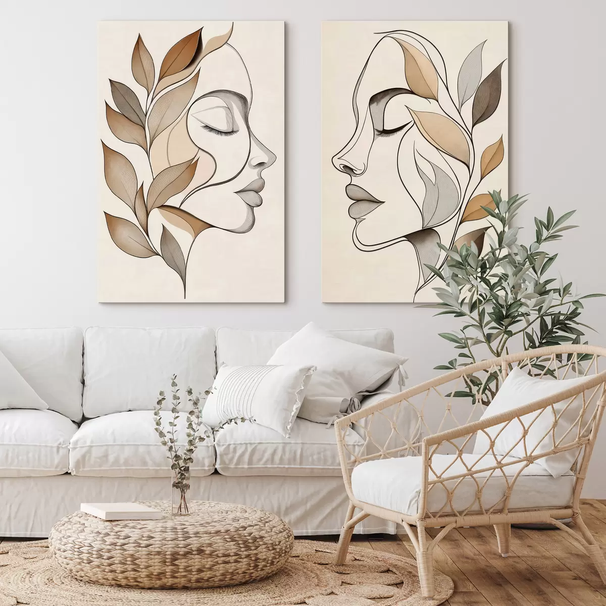 Quadro Sagome femminili con foglie nr. m31067