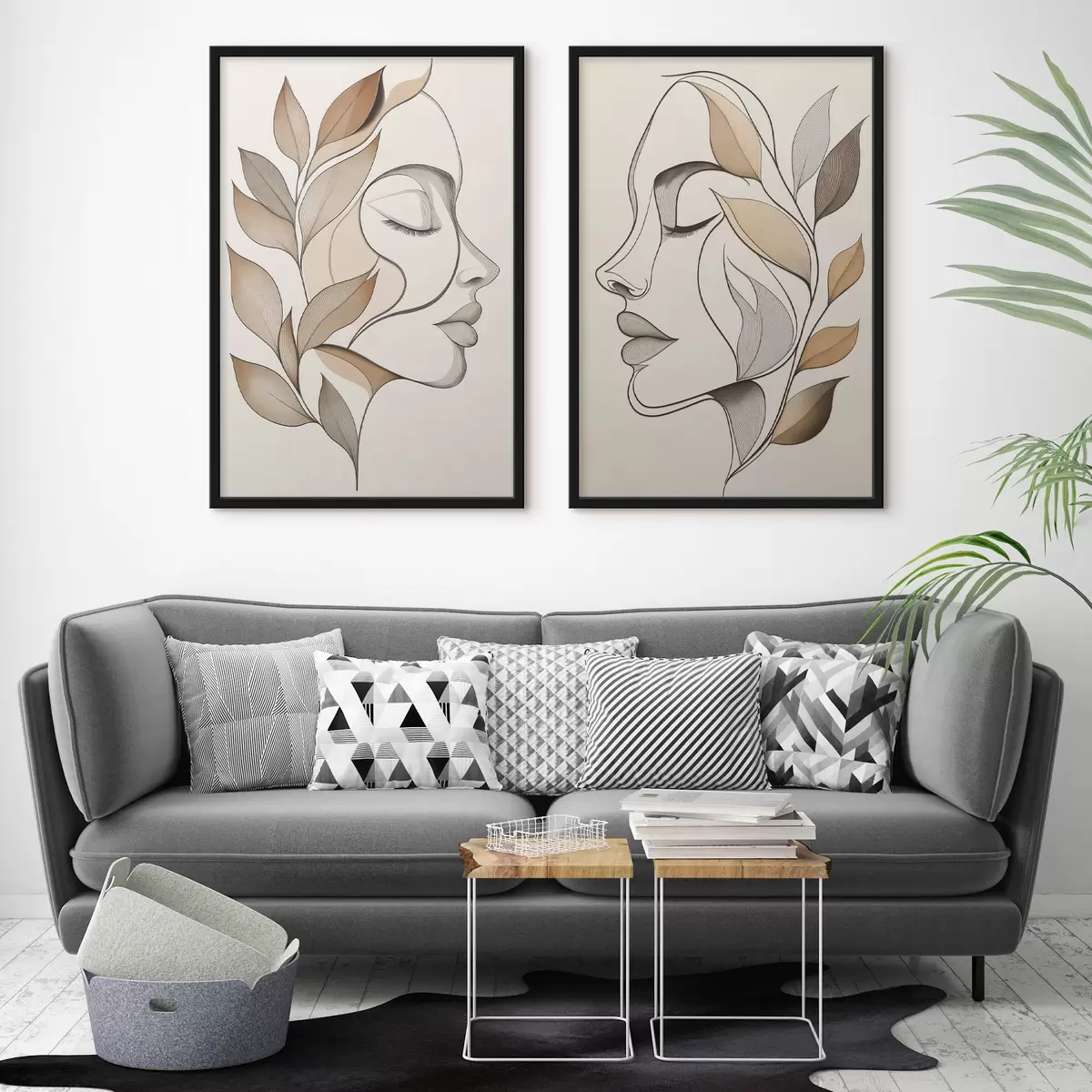Poster Sagome femminili con foglie d31067