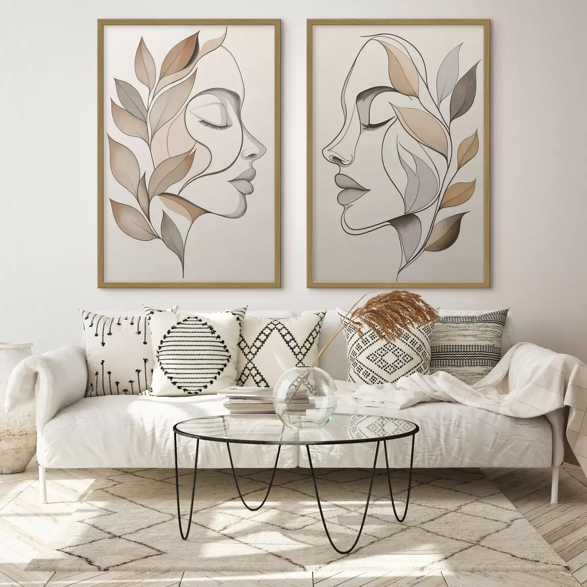 Poster Sagome femminili con foglie d31067