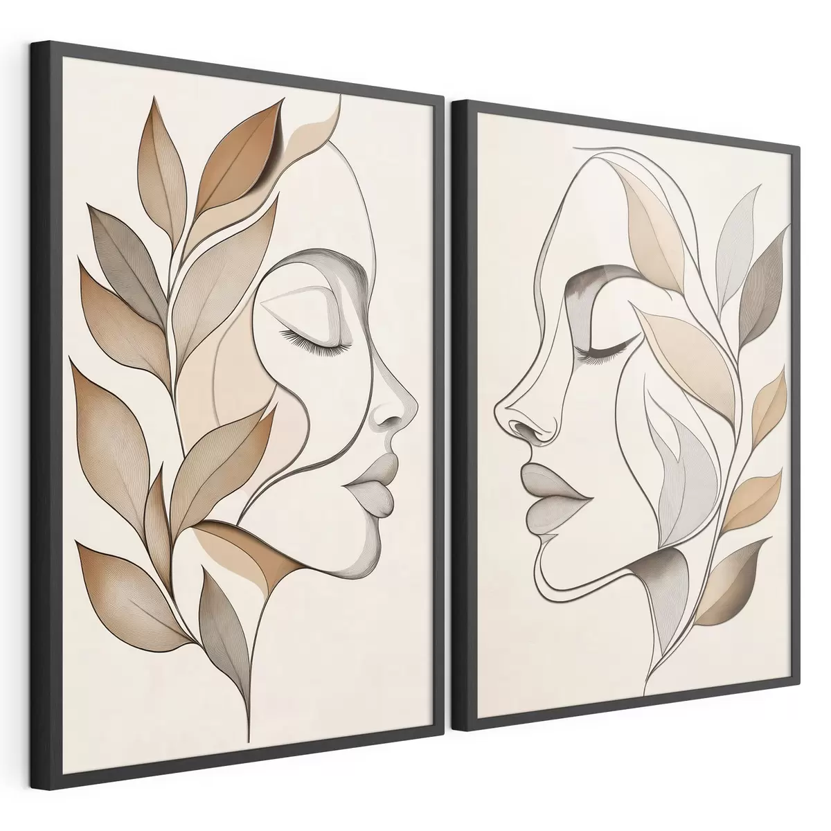 Poster Sagome femminili con foglie d31067