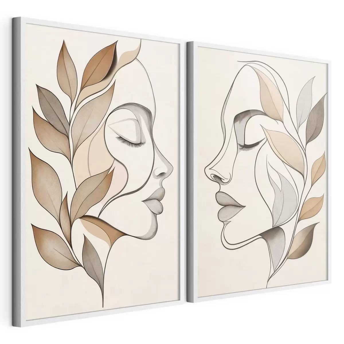 Poster Sagome femminili con foglie d31067