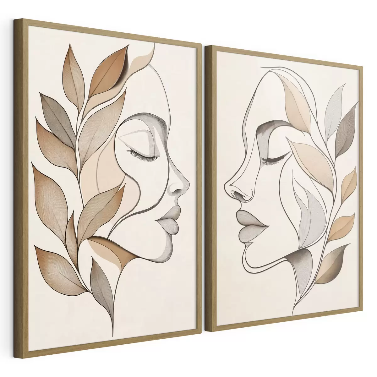 Poster Sagome femminili con foglie d31067