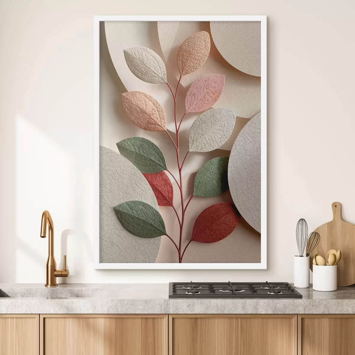 Poster Ramo botanico con forme geometriche f50863