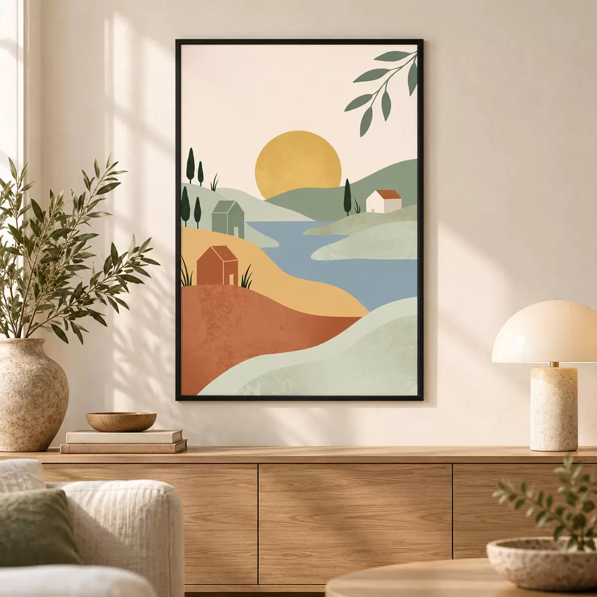 Poster Paesaggio sereno dai colori tenui f50729
