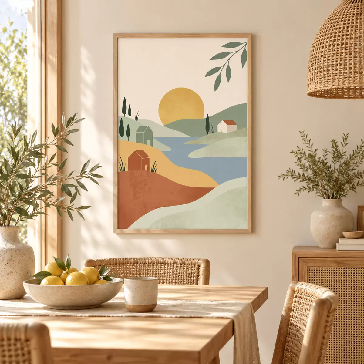 Poster Paesaggio sereno dai colori tenui f50729