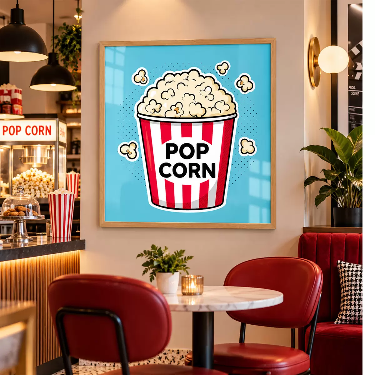 Poster L'ora della merenda con deliziosi popcorn f50791