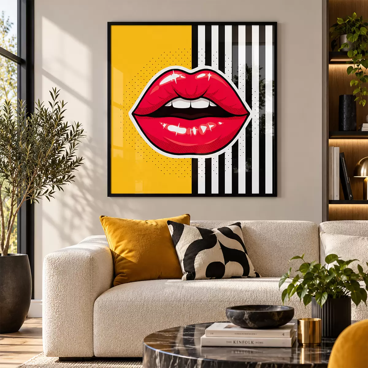 Poster Labbra audaci su uno sfondo vivace f50790