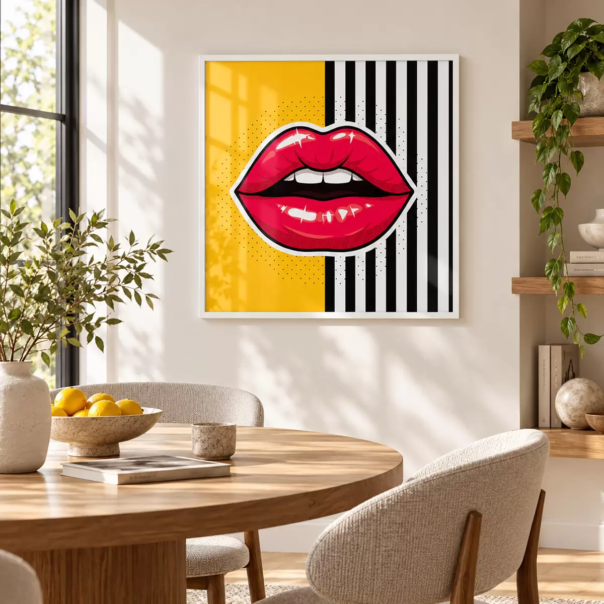 Poster Labbra audaci su uno sfondo vivace f50790