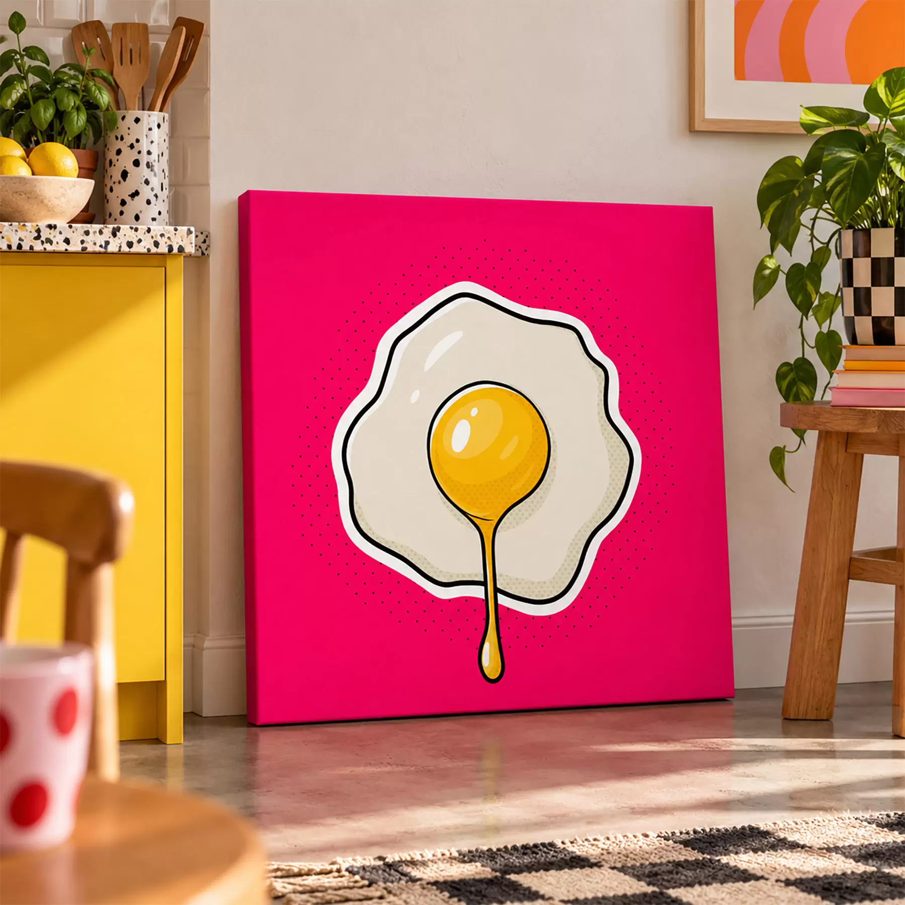 Quadro Uovo all'occhio di bue su sfondo rosa nr. s50788