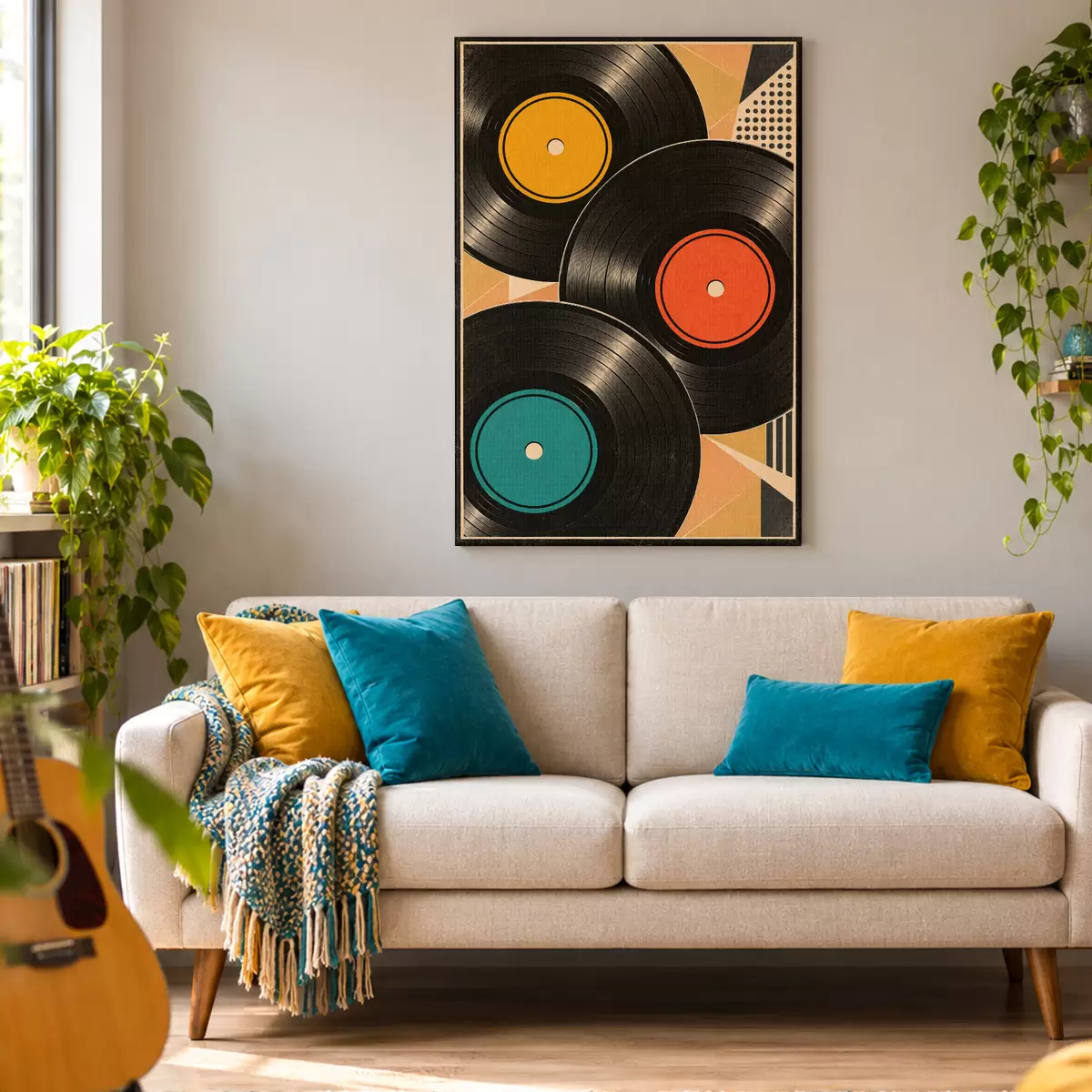 Quadro Atmosfera retrò con dischi in vinile colorati nr. s50923
