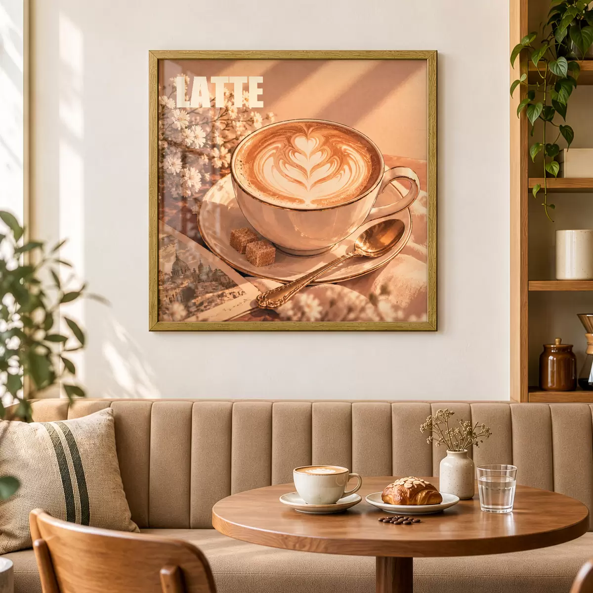 Poster Un latte preparato con maestria sotto i raggi del sole f50873