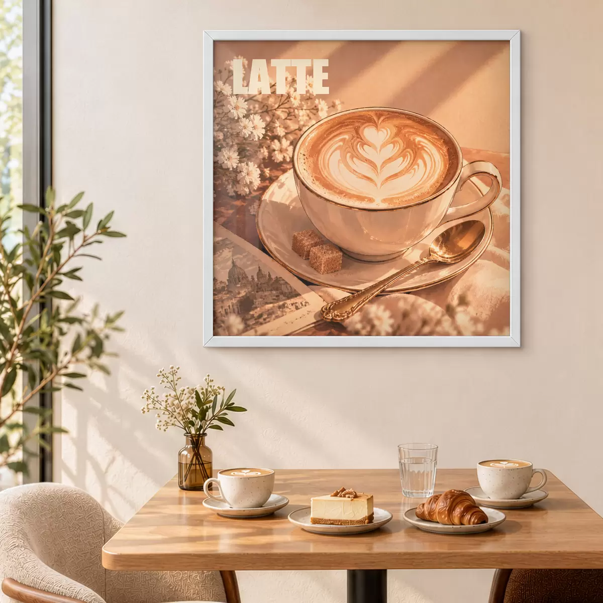 Poster Un latte preparato con maestria sotto i raggi del sole f50873