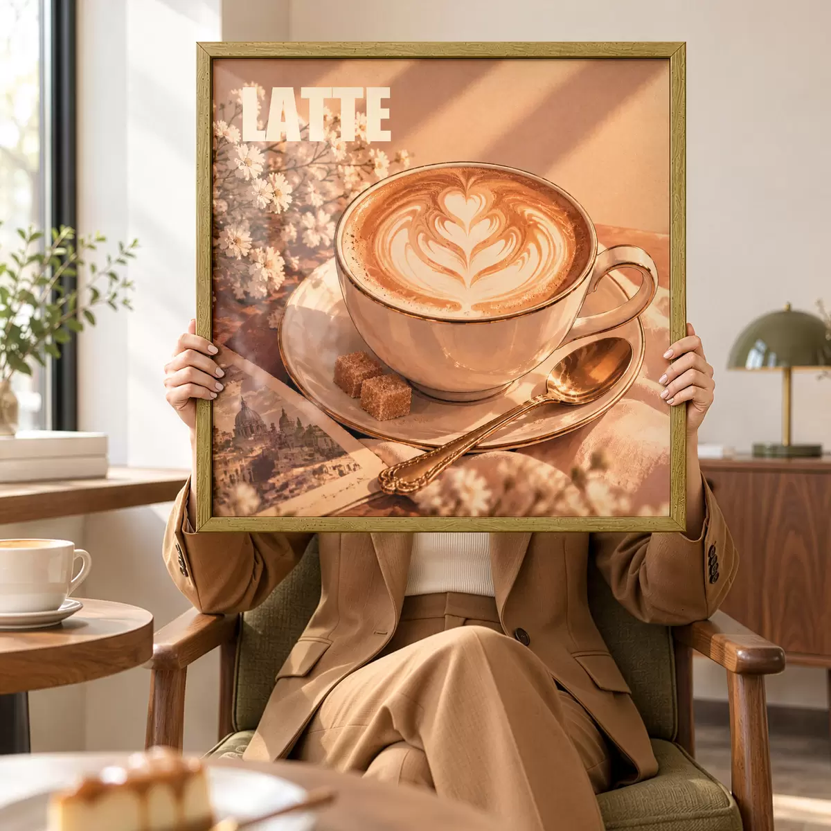 Poster Un latte preparato con maestria sotto i raggi del sole f50873