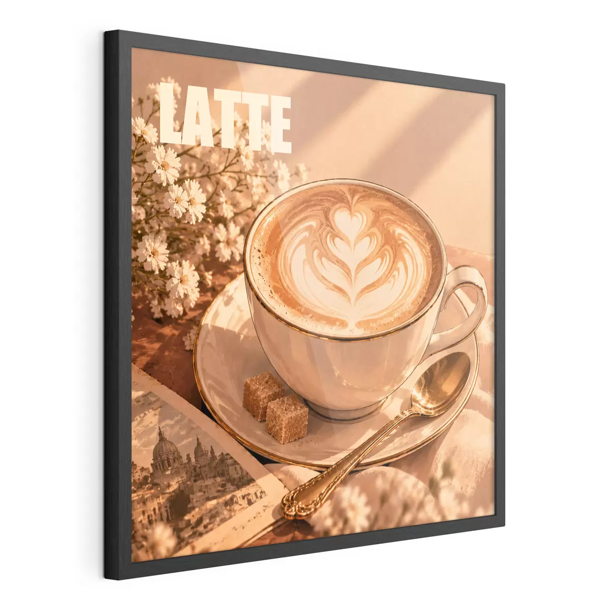 Poster Un latte preparato con maestria sotto i raggi del sole f50873