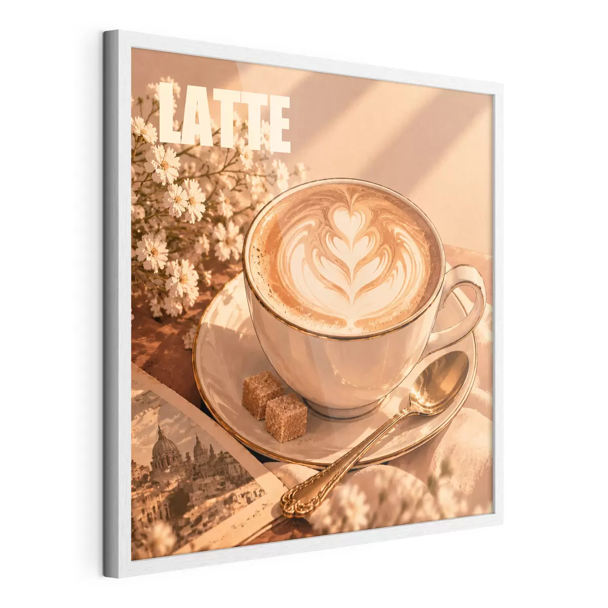Poster Un latte preparato con maestria sotto i raggi del sole f50873
