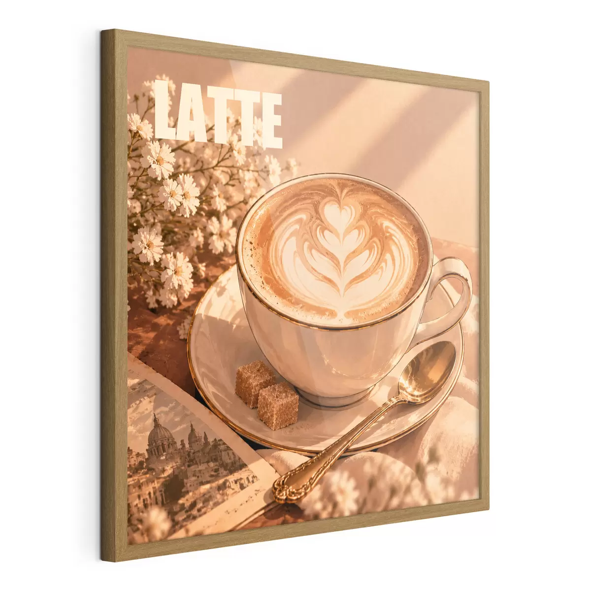 Poster Un latte preparato con maestria sotto i raggi del sole f50873