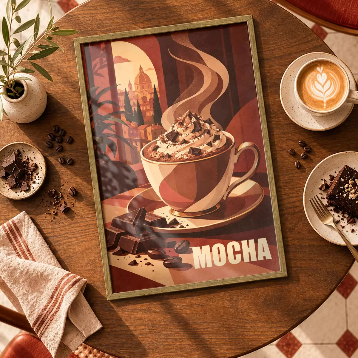 Poster Moka calda con guarnizione cremosa f50876