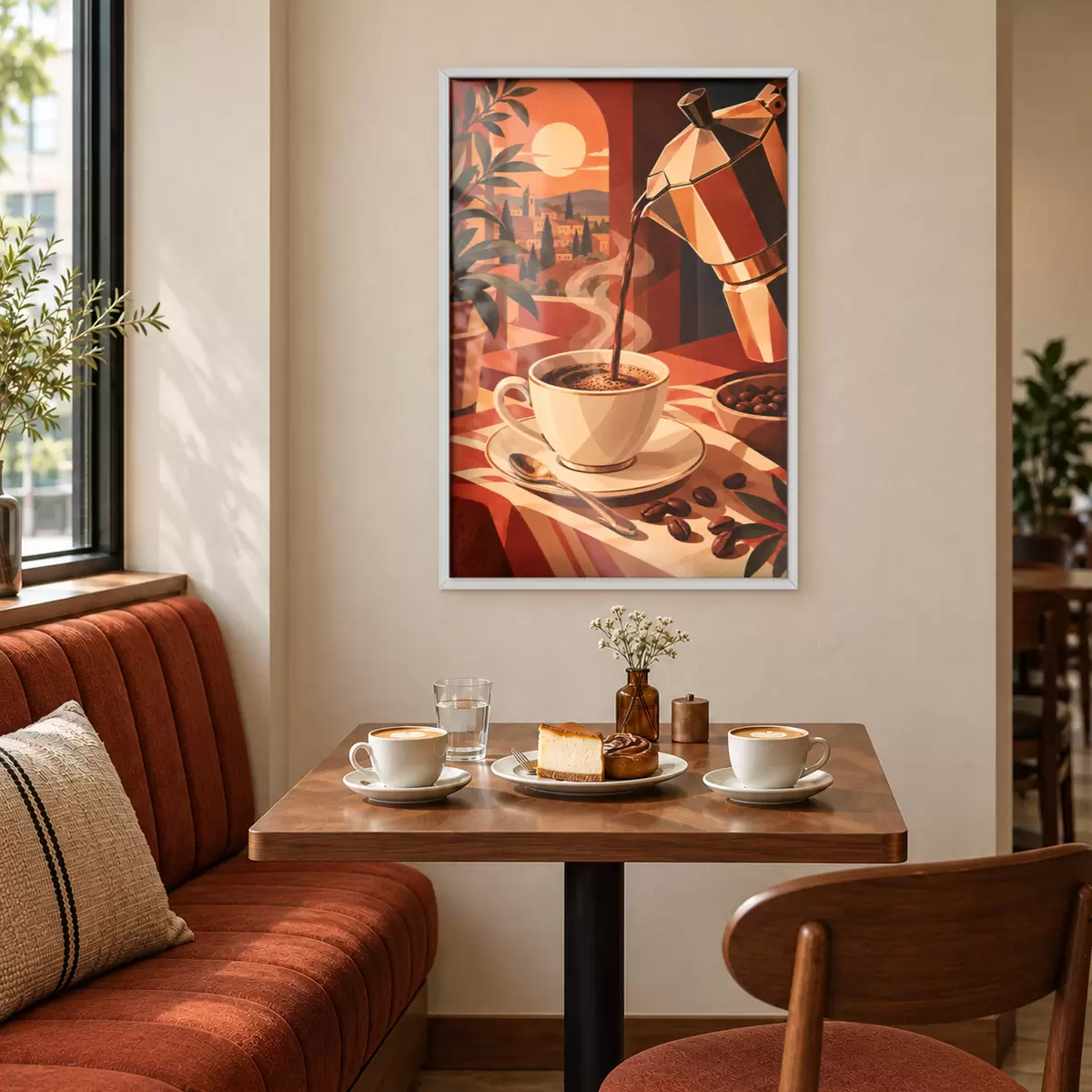 Poster Una tazza di caffè al mattino con una vista mozzafiato f50877