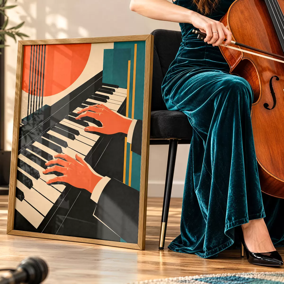 Poster Suonare melodie sui tasti del pianoforte f50922