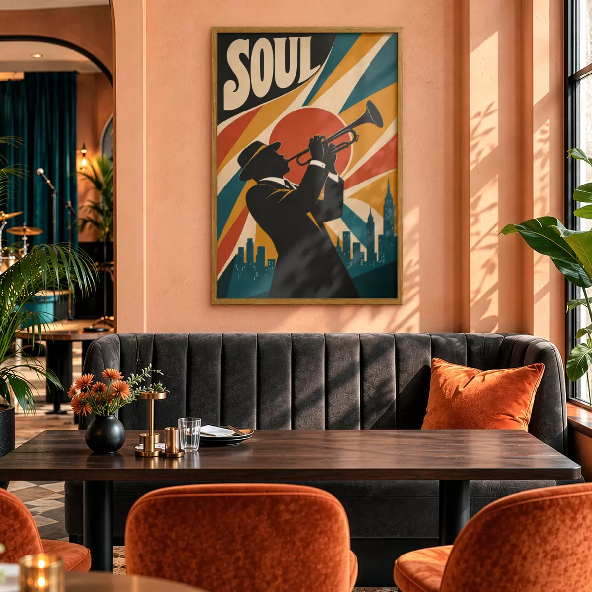 Poster Il jazz risuona tra i grattacieli della città f50925