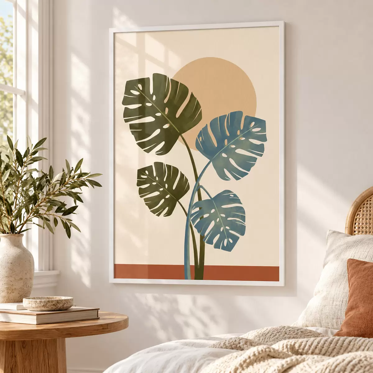 Poster Foglie tropicali sotto la luce soffusa del sole f50733