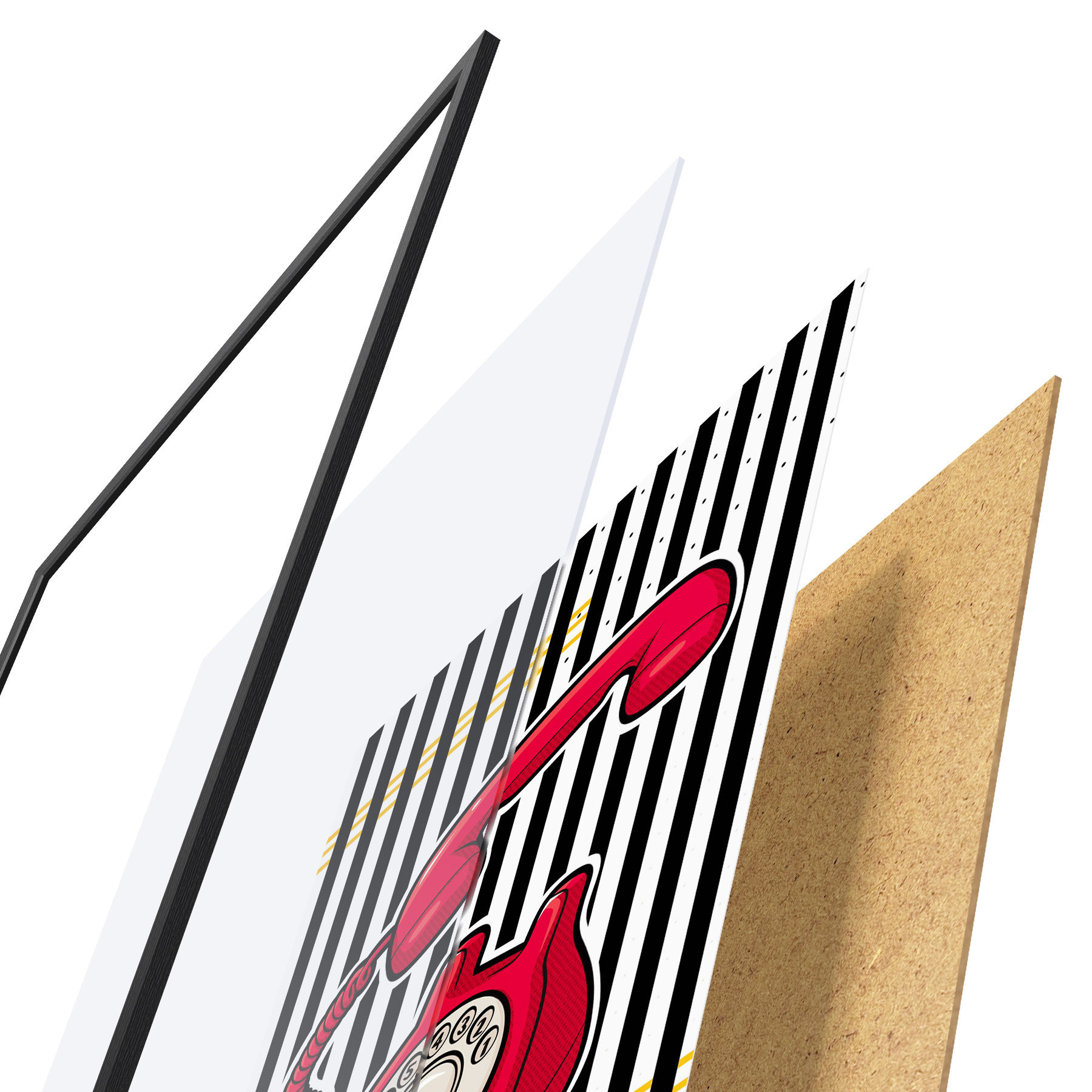 Poster Telefono rosso in stile retrò su sfondato a strisce larghe f50784