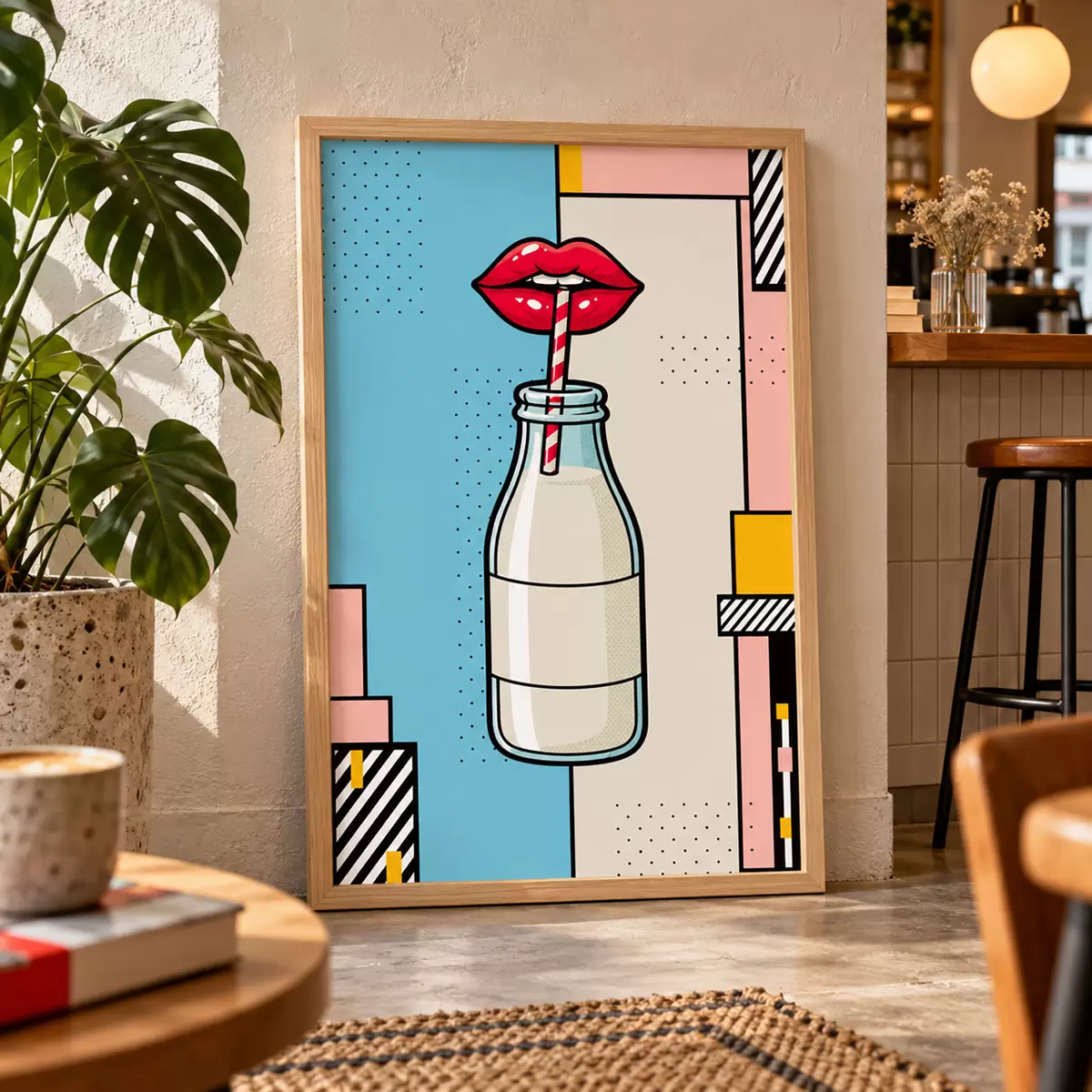 Poster Sorseggiando da una bottiglia dal design elegante f50786