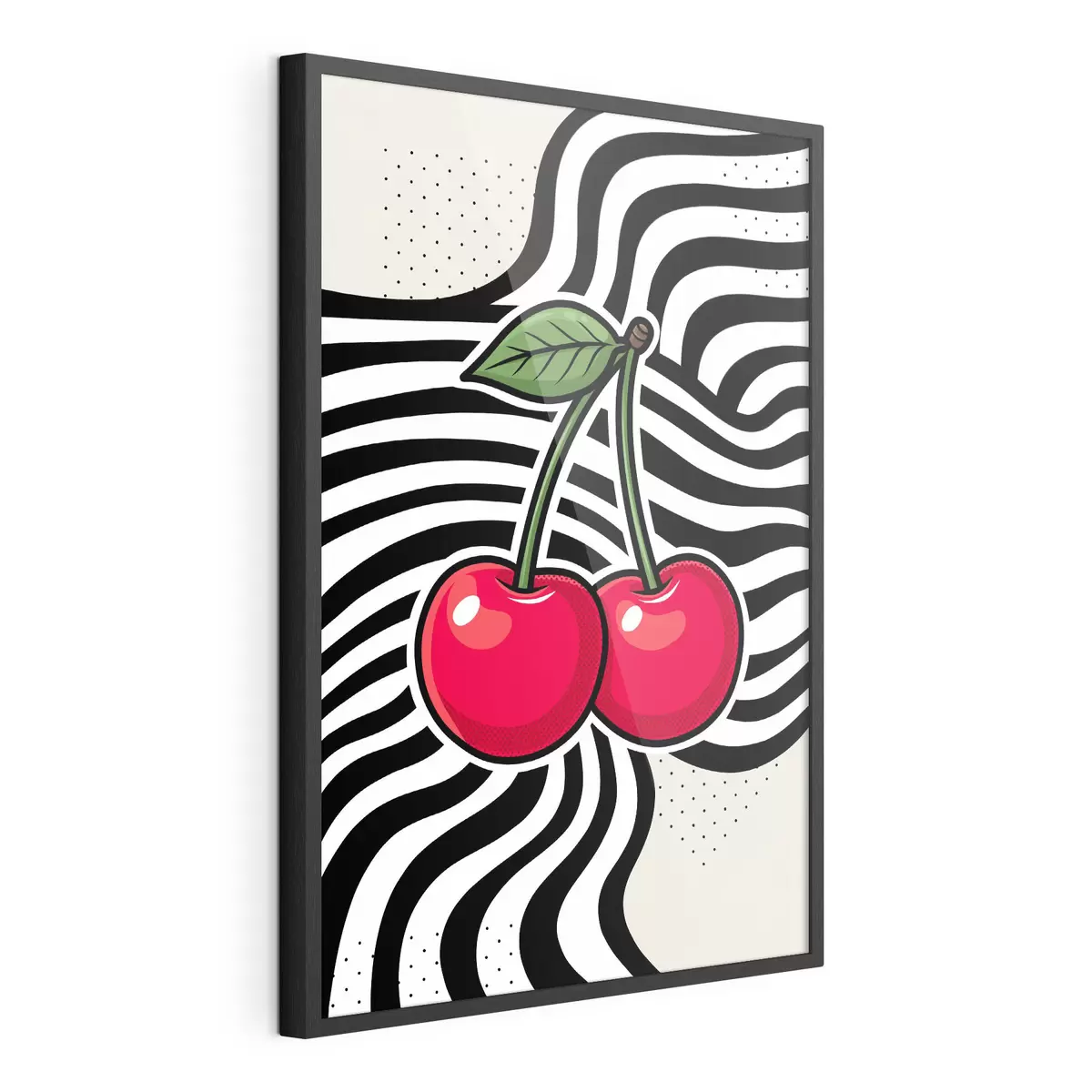 Poster Ciliegie dai colori vivaci su sfondi dai motivi audaci f50787