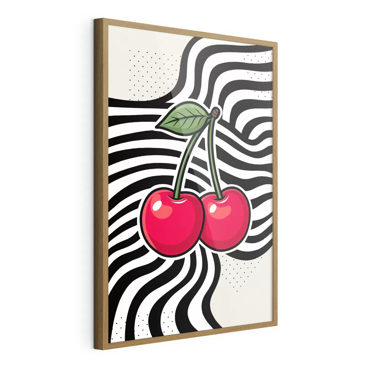 Poster Ciliegie dai colori vivaci su sfondi dai motivi audaci f50787