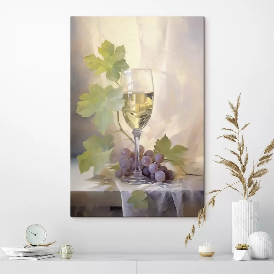 Quadro Un bicchiere di vino e dell'uva, riproduzione di un dipinto nr. s51123