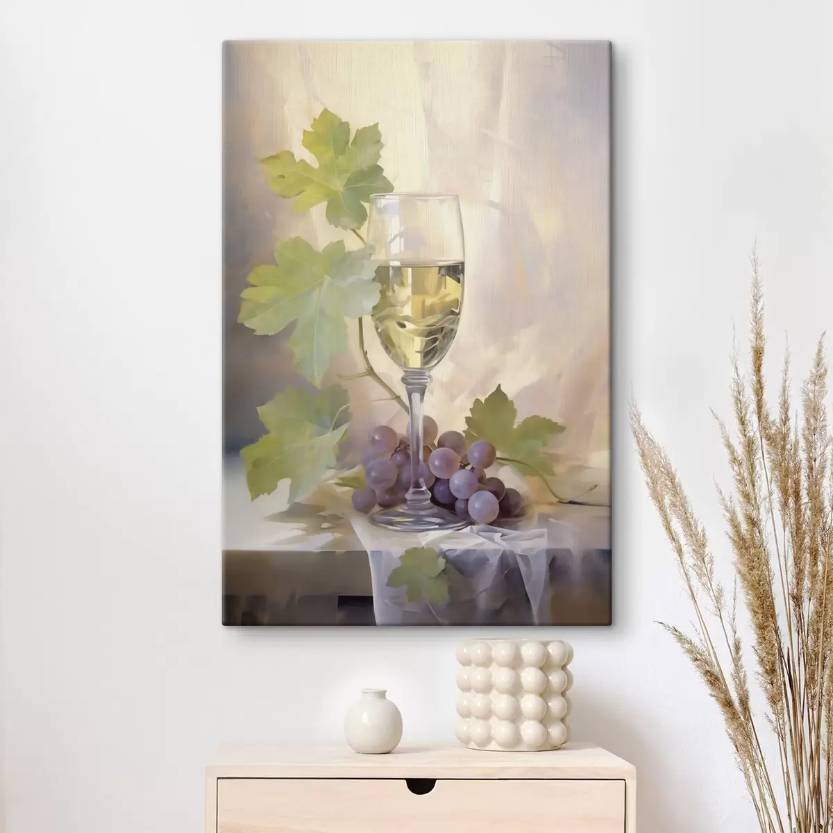 Quadro Un bicchiere di vino e dell'uva, riproduzione di un dipinto nr. s51123