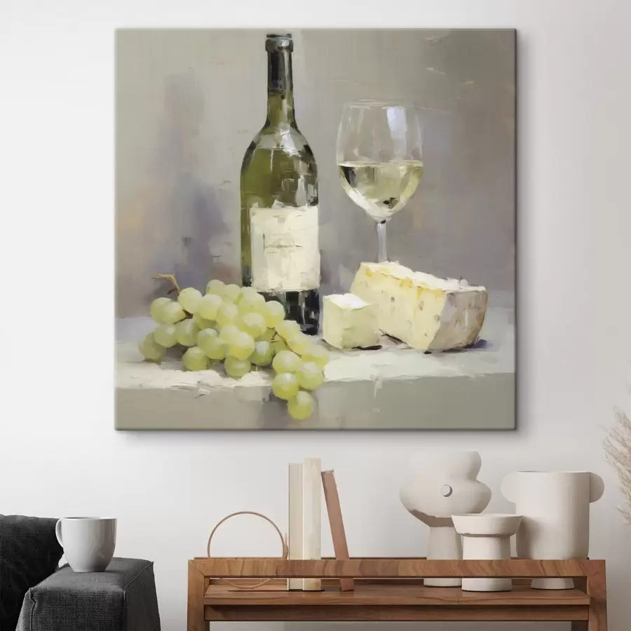 Quadro Una bottiglia di vino e dell'uva, l'imitazione di un dipinto nr. s51135