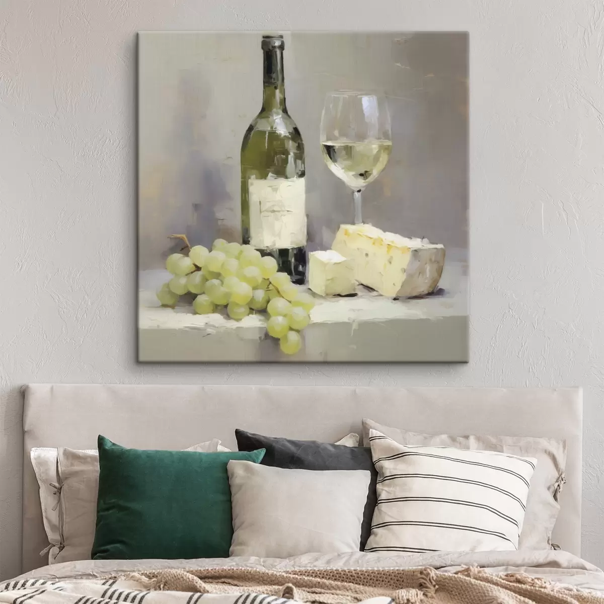 Quadro Una bottiglia di vino e dell'uva, l'imitazione di un dipinto nr. s51135