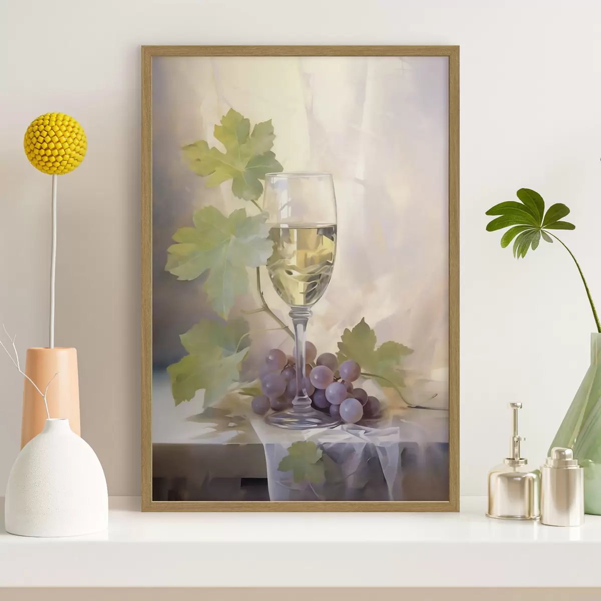 Poster Un bicchiere di vino e dell'uva, riproduzione di un dipinto f51123