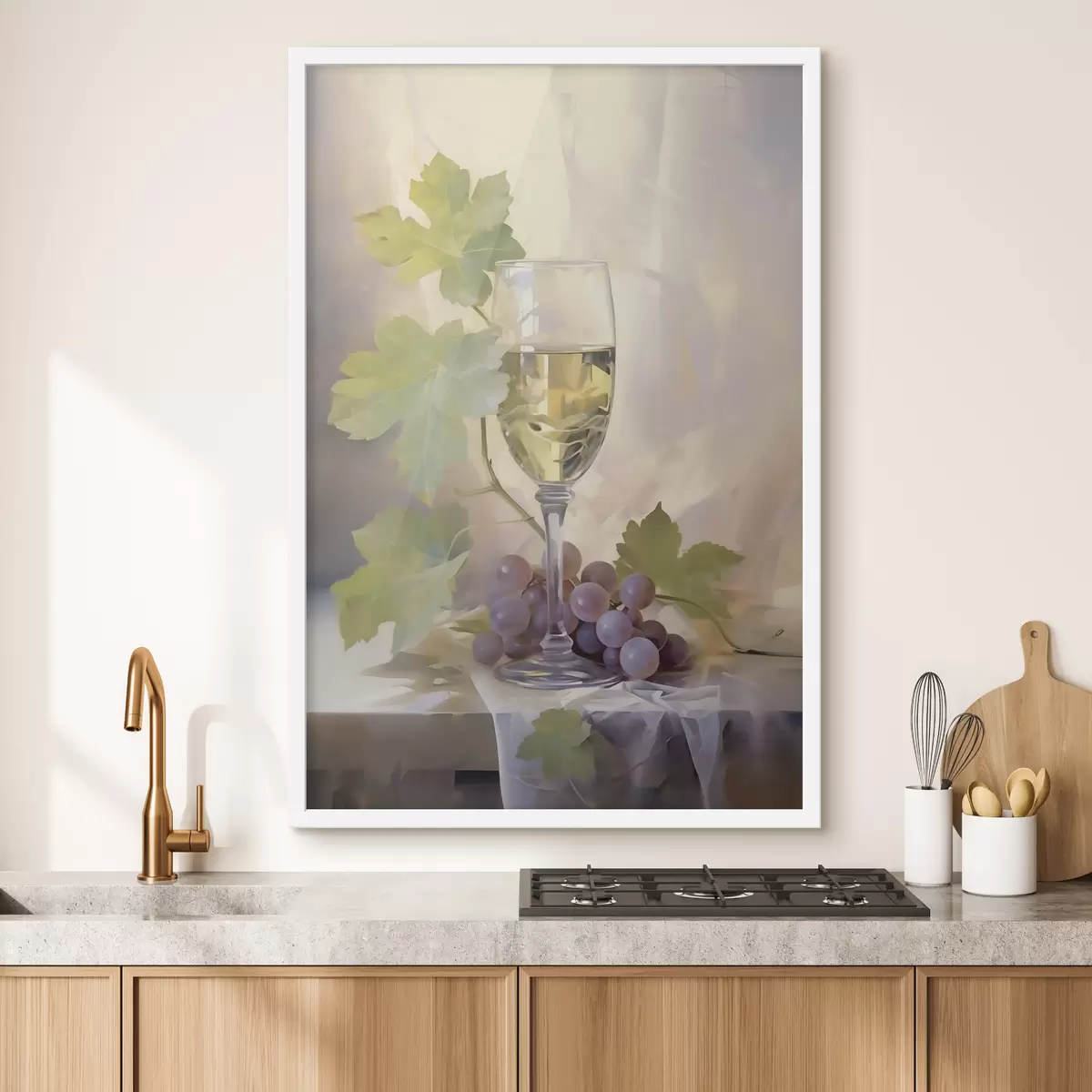 Poster Un bicchiere di vino e dell'uva, riproduzione di un dipinto f51123