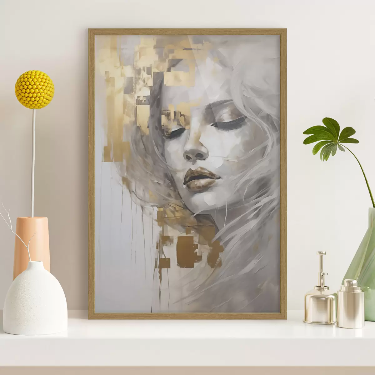 Poster Ritratto astratto di una giovane donna, che imita un dipinto f51130