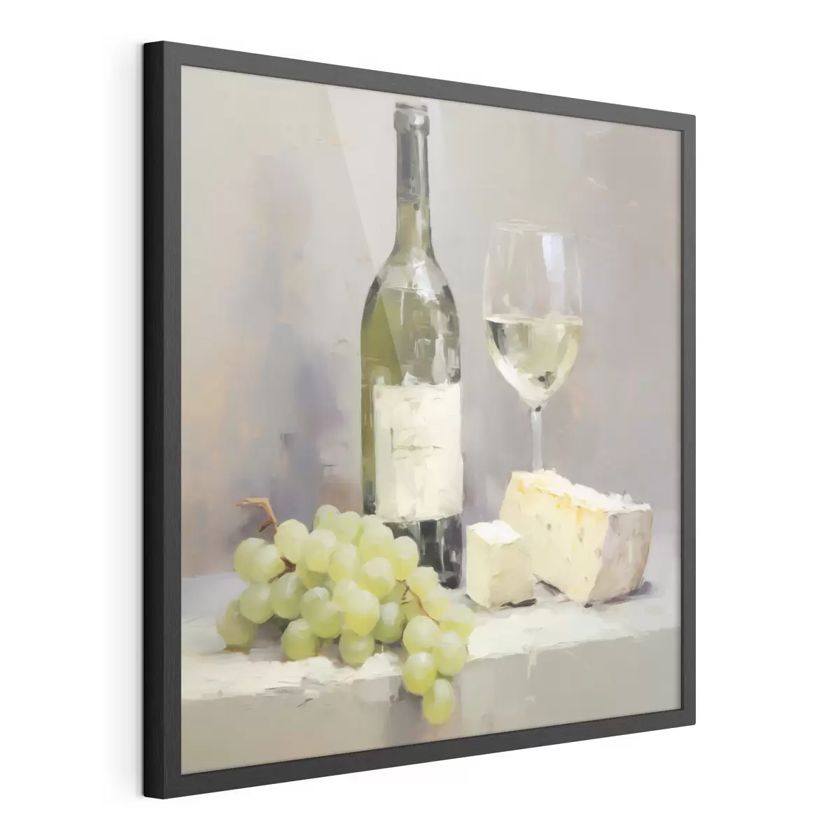 Poster Una bottiglia di vino e dell'uva, l'imitazione di un dipinto f51135
