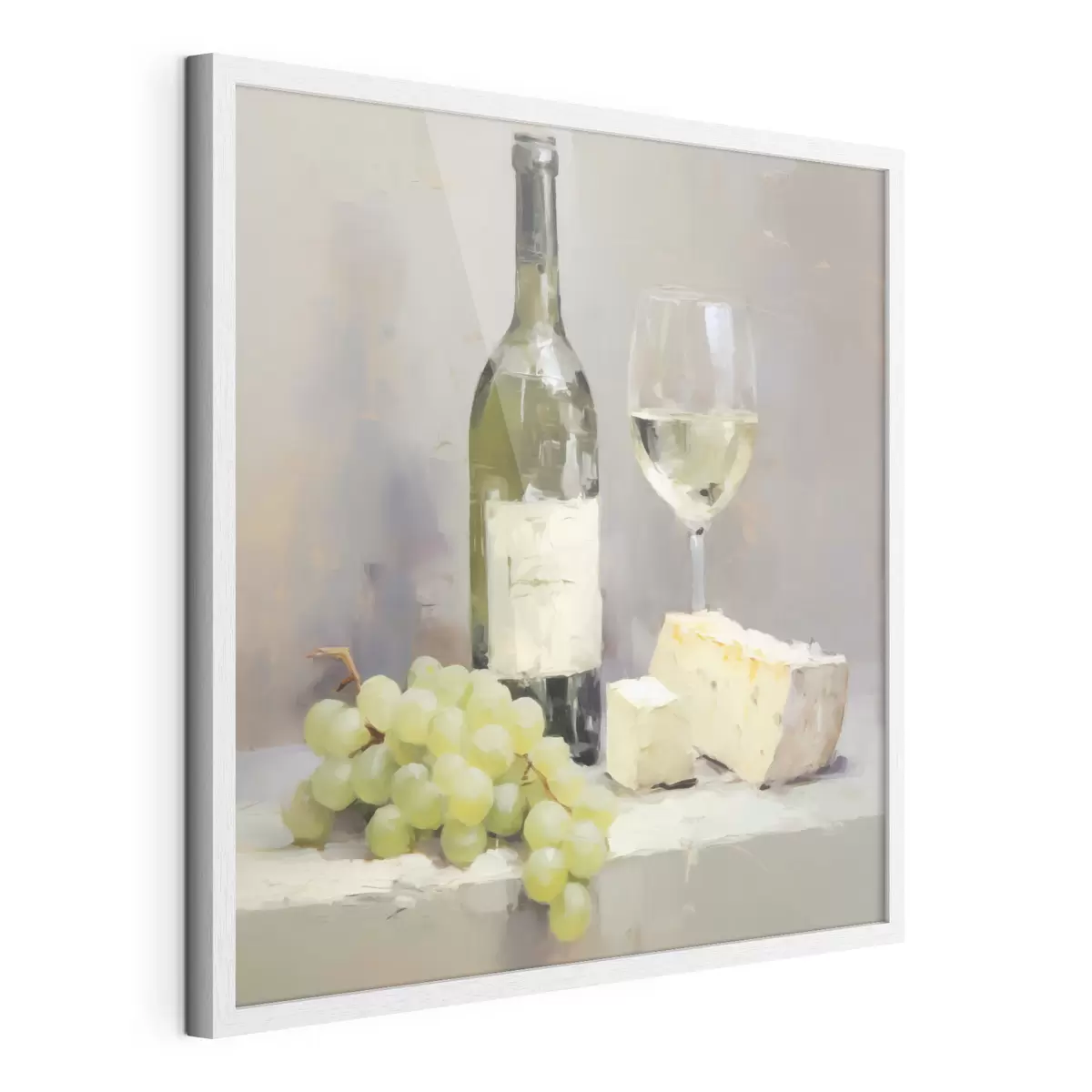Poster Una bottiglia di vino e dell'uva, l'imitazione di un dipinto f51135